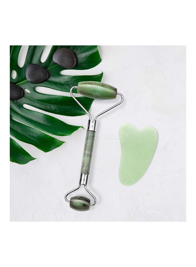 Generic 2-Piece Jade Roller And Gua Sha Set Green  - Image 2