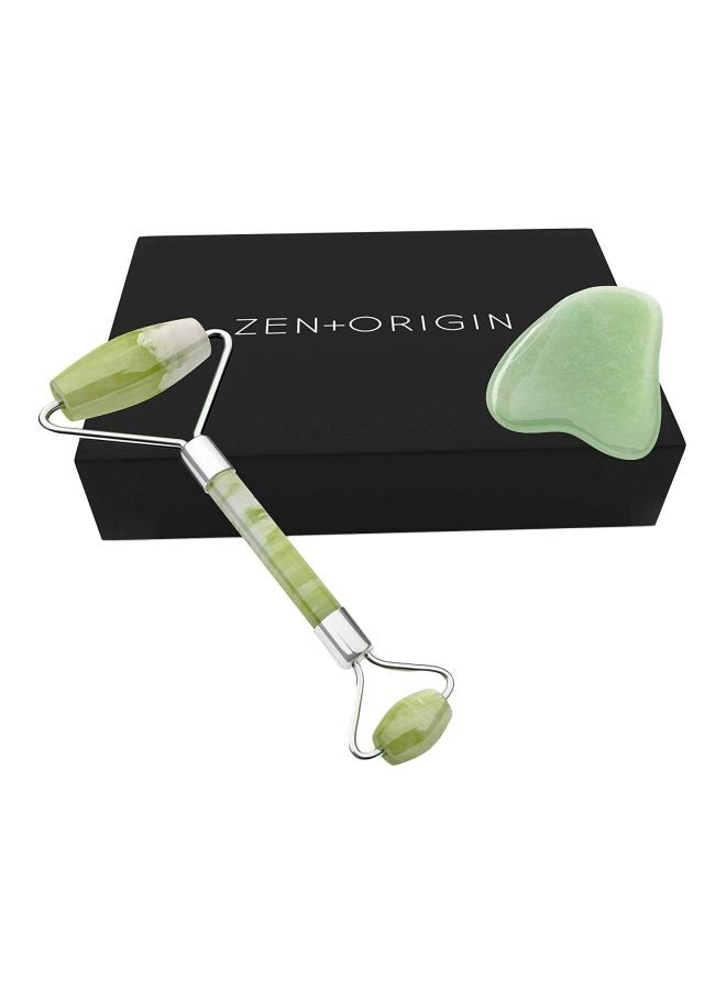 Generic 2-Piece Jade Roller And Gua Sha Set Green  - Image 1