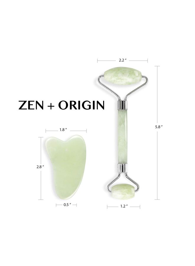 Generic 2-Piece Jade Roller And Gua Sha Set Green  - Image 5