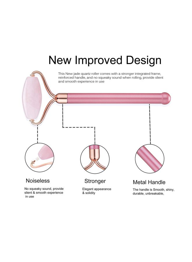 4-Piece Facial Jade Roller And Stone Set Pink - Image 2
