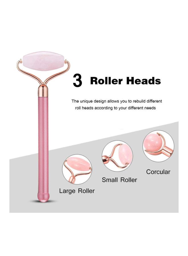 4-Piece Facial Jade Roller And Stone Set Pink - Image 3