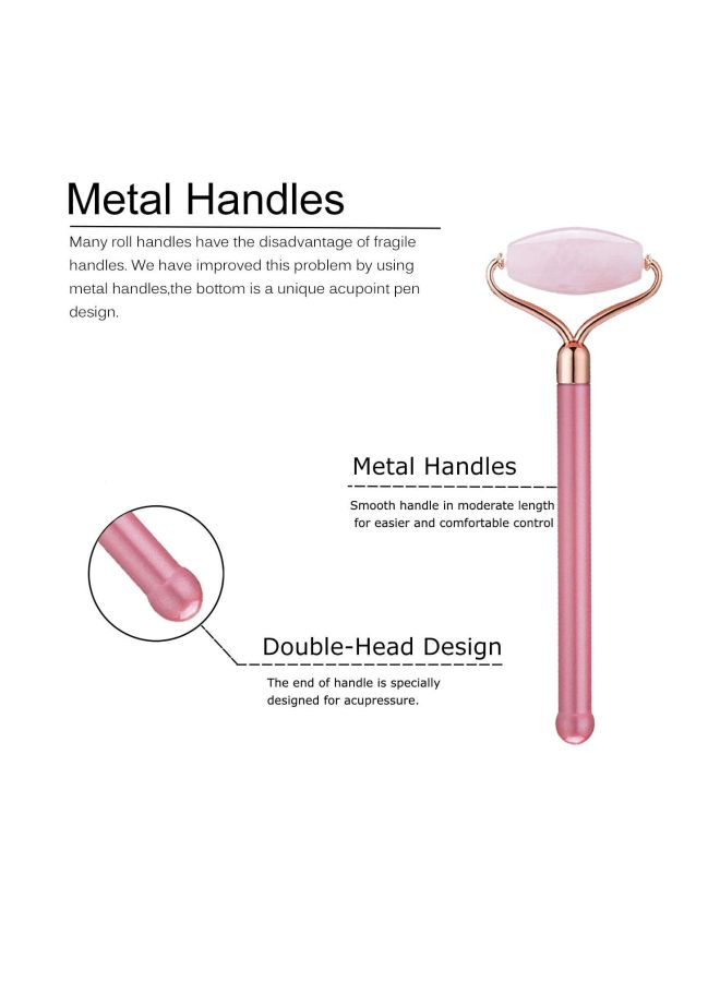4-Piece Facial Jade Roller And Stone Set Pink - Image 4