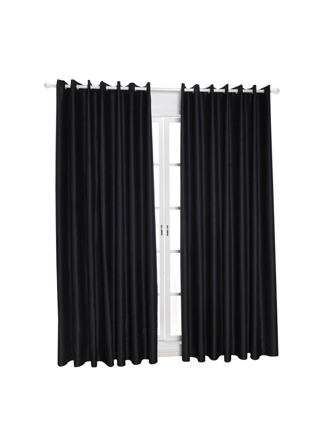 2-Piece Blackout Window Curtain Set Black 51x39inch 