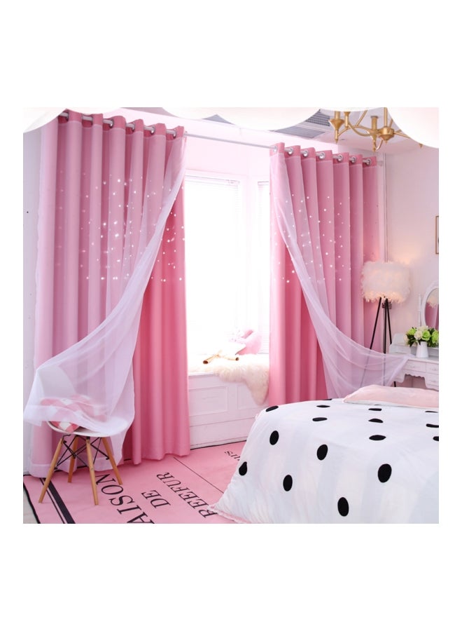 طقم ستائر نوافذ معتمة من قطعتين وردي 98x39بوصة