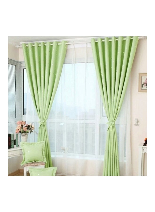 ستارة نافذة بطباعة نجوم صغيرة أخضر/أبيض 98x40بوصة