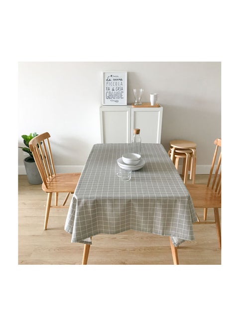 Checkered Pattern Table Cover Grey/White 35x2x25cm