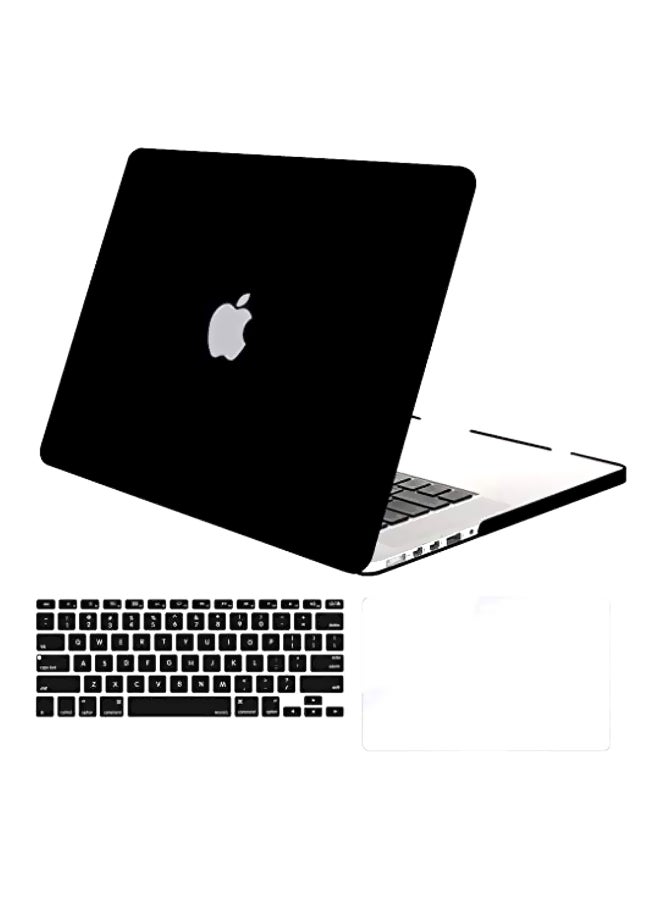 Hard Case Cover With Keyboard Cover And Screen Protector For Apple MacBook Retina 13.3-Inch Black/Clear