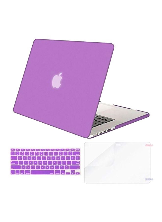 Hard Case Cover With US Keyboard Cover And Screen Protector For Apple MacBook Air 13.3-Inch Purple/Clear