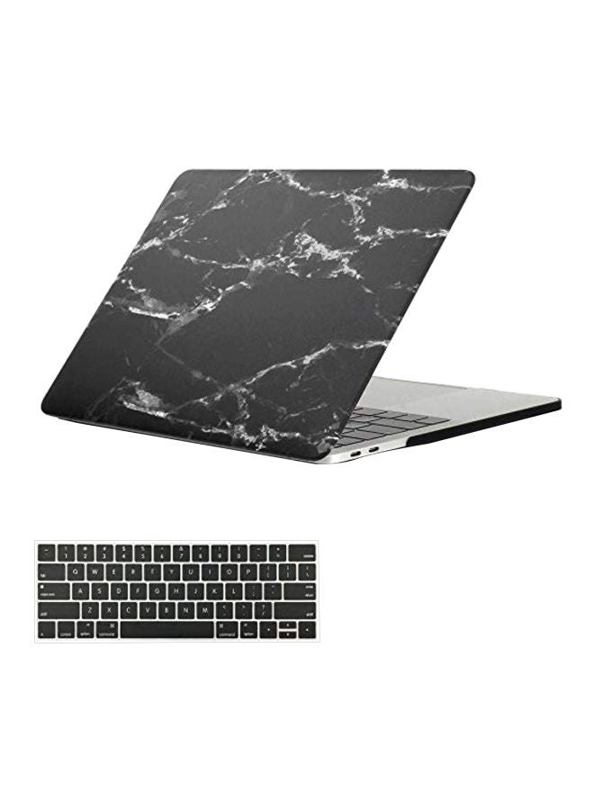 Generic - Hard Case Cover With Keyboard Cover And Screen Protector For Apple MacBook Pro With Retina Display A1706/A1708 (2016) 13-Inch Black Marble/Clear - Image 1