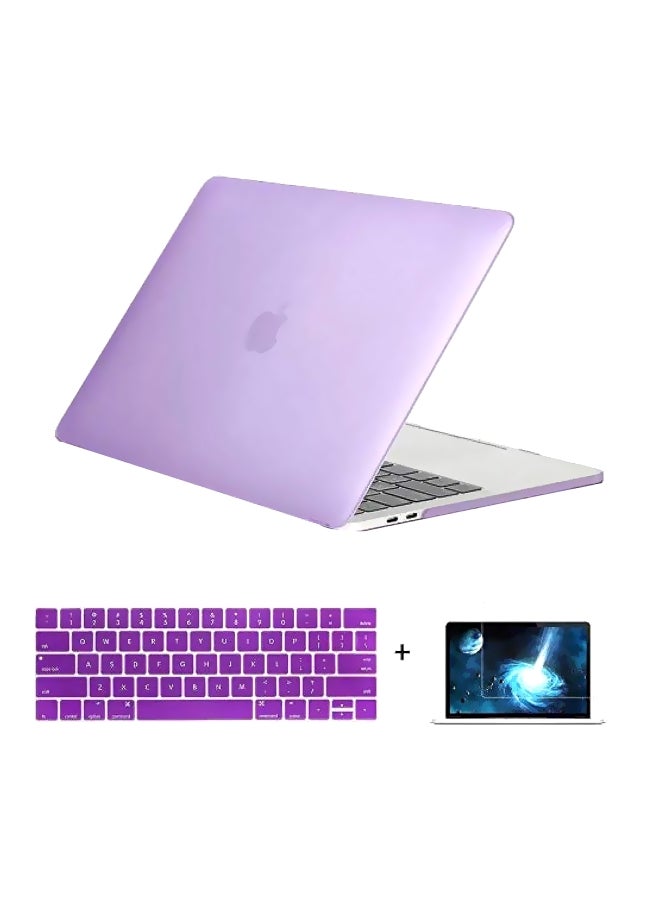 Hard Case Cover With Keyboard Cover And Screen Protector For Apple MacBook Pro A1706/A1708 13-Inch Purple/Clear - Image 1