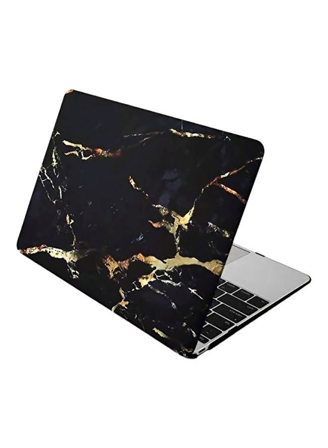 Rubber Coated Case Cover For Apple Macbook Air Black/Gold  - Image 1