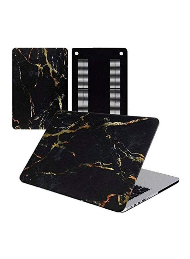 Rubber Coated Case Cover For Apple Macbook Air Black/Gold  - Image 2