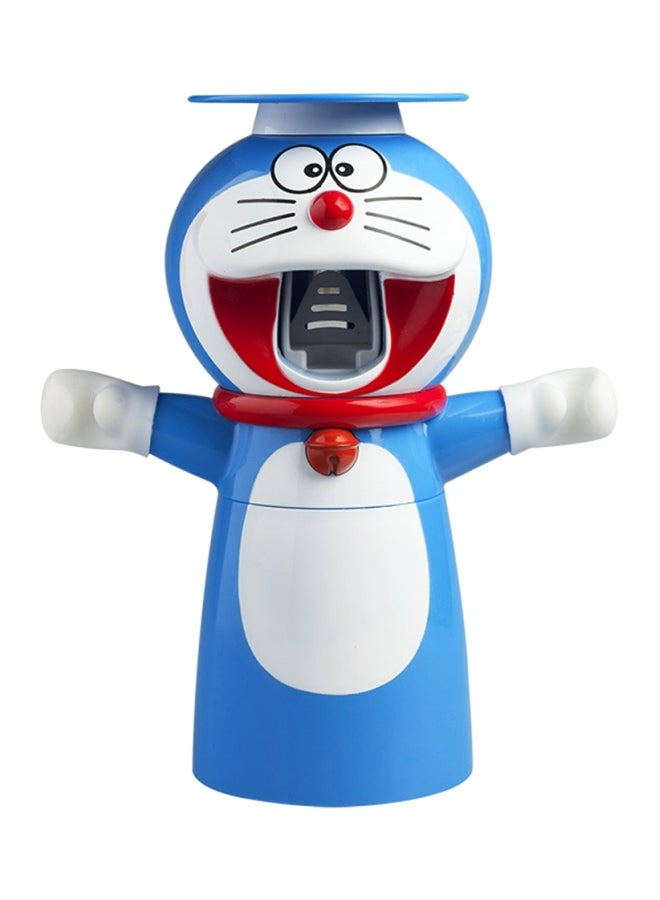 Cartoon Doraemon Shaped Toothbrush Holder With Toothpaste Dispenser Blue/White/Red 17x9.5x21cm - Image 1