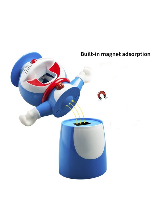 Cartoon Doraemon Shaped Toothbrush Holder With Toothpaste Dispenser Blue/White/Red 17x9.5x21cm - Image 4
