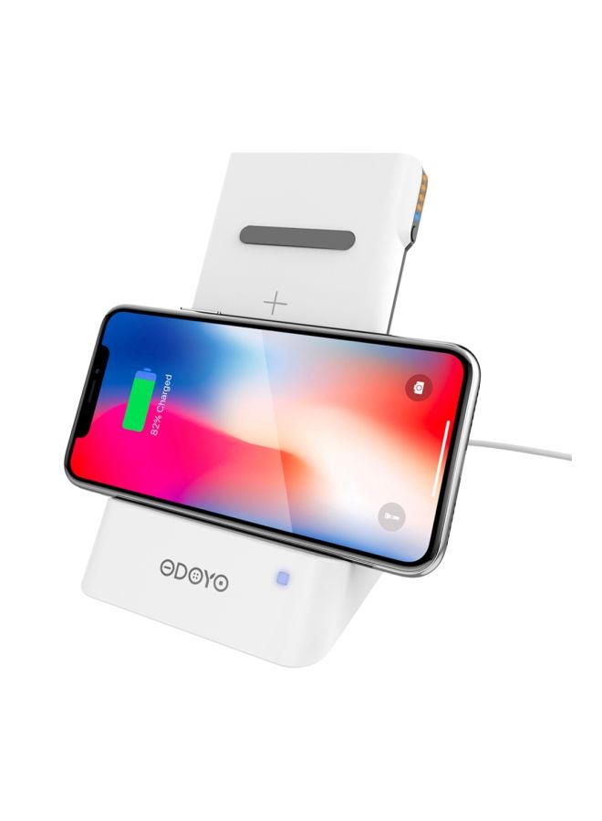 ODOYO - XC25 2in1 Combo Set Qi Enabled Wireless Charging Dock 10W And Portable Battery Pack 6000mAh White - Image 1