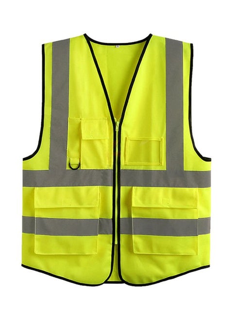 High Visibility Safety Vest With Reflective Strips Fluorescent Yellow XL