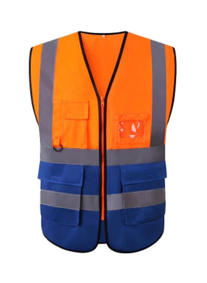 Reflective Safety Vest With Pockets Fluorescent Orange/Blue - Image 1
