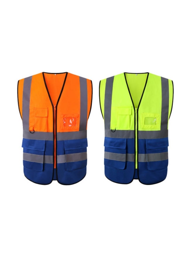 Reflective Safety Vest With Pockets Fluorescent Orange/Blue - Image 2
