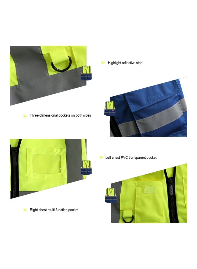 Reflective Safety Vest With Pockets Fluorescent Orange/Blue - Image 3