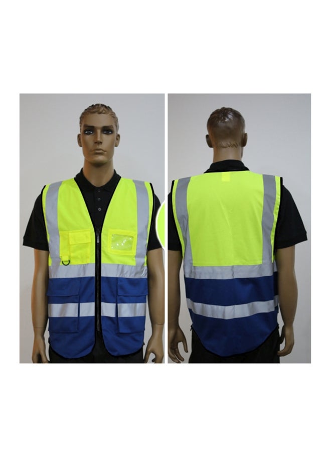 Reflective Safety Vest With Pockets Fluorescent Orange/Blue - Image 4
