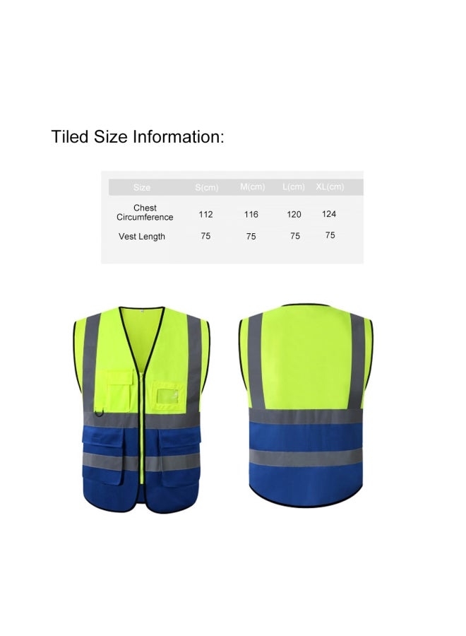 Reflective Safety Vest With Pockets Fluorescent Yellow/Blue - Image 5