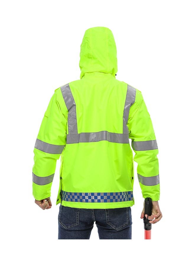 SFVest Reflective Hooded Rainwear Jacket Yellow/Grey/Blue  - Image 4