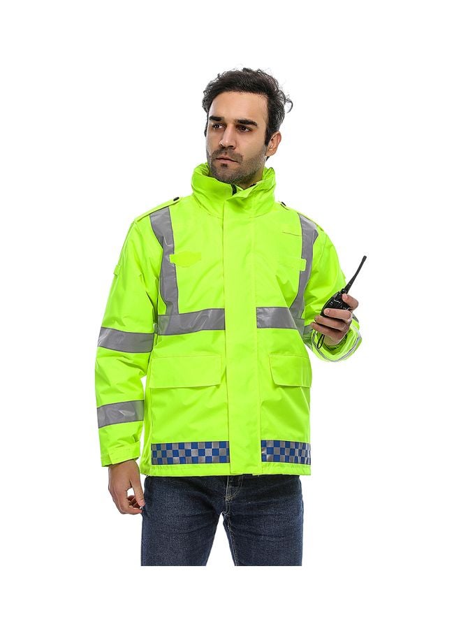 SFVest Reflective Hooded Rainwear Jacket Yellow/Grey/Blue  - Image 3