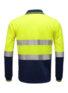SFVest Reflective Long Sleeves Safety Polo T-Shirt Yellow/Navy Blue/Blue  - Image 2