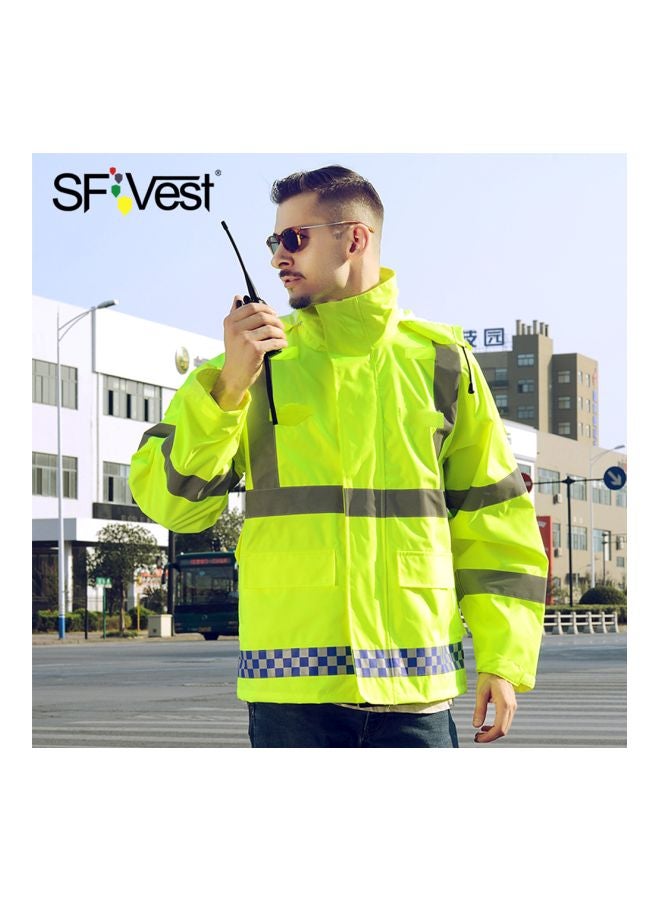 SFVest Reflective Hooded Rainwear Jacket Yellow/Grey/Blue  - Image 2