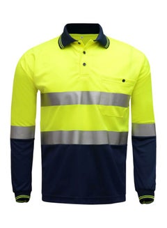 SFVest Reflective Long Sleeves Safety Polo T-Shirt Yellow/Navy Blue/Blue  - Image 1