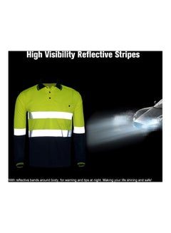 SFVest Reflective Long Sleeves Safety Polo T-Shirt Yellow/Navy Blue/Blue  - Image 4