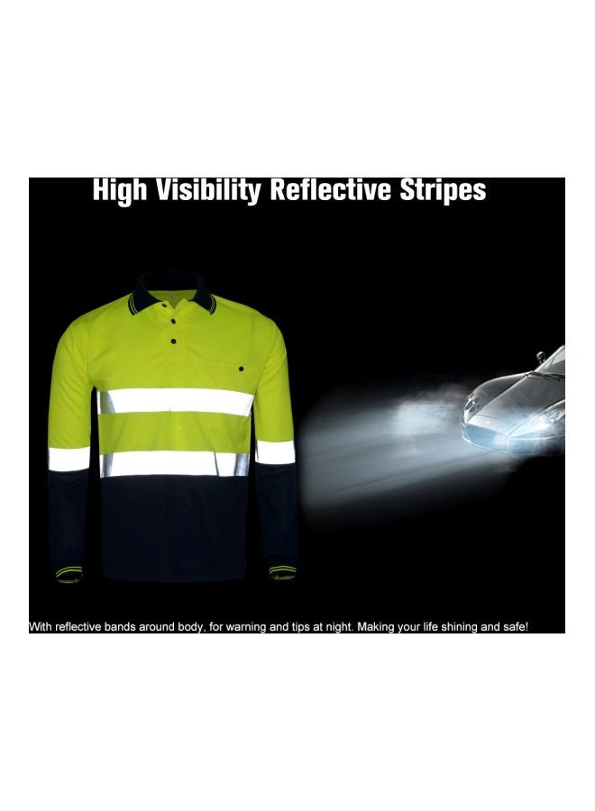 SFVest Reflective Long Sleeves Safety Polo T-Shirt Yellow/Navy Blue/Blue  - Image 4
