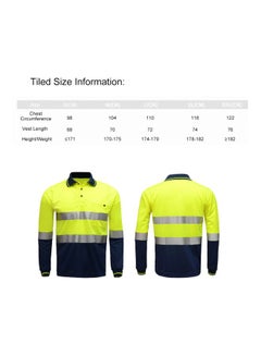 SFVest Reflective Long Sleeves Safety Polo T-Shirt Yellow/Navy Blue/Blue  - Image 5