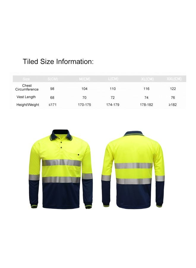 SFVest Reflective Long Sleeves Safety Polo T-Shirt Yellow/Navy Blue/Blue  - Image 5