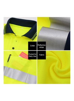 SFVest Reflective Long Sleeves Safety Polo T-Shirt Yellow/Navy Blue/Blue  - Image 3