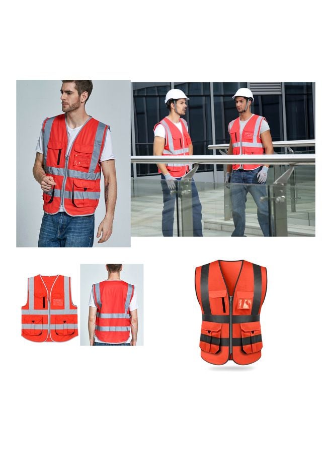 SFVest - High Visibility Reflective Safety Vest Red/Grey - Image 1