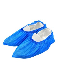 OWSOO 100-Piece Waterproof Disposable Shoe Covers Blue  - Image 1