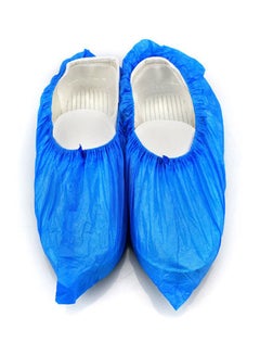 OWSOO 100-Piece Waterproof Disposable Shoe Covers Blue  - Image 5