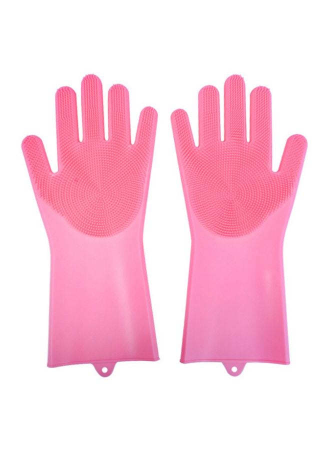 Silicone Dish Washing Gloves Rose Red 16x14x12centimeter - Image 1