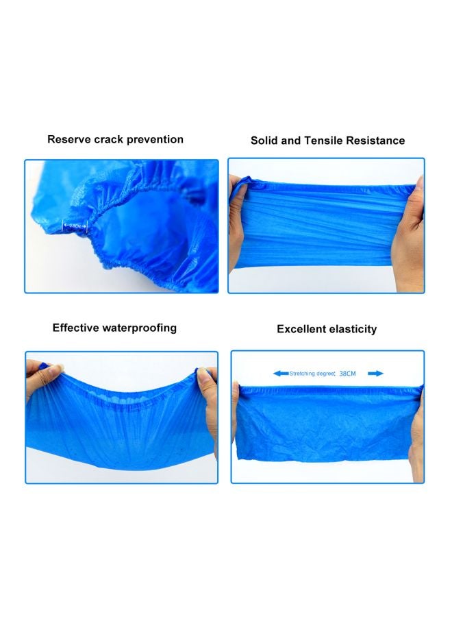 OWSOO - 100-Piece Waterproof Disposable Shoe Covers Blue - Image 1