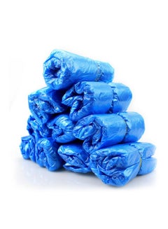 OWSOO 100-Piece Waterproof Disposable Shoe Covers Blue  - Image 3