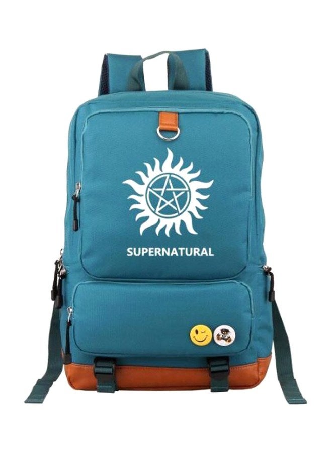Printed School Backpack Blue/White