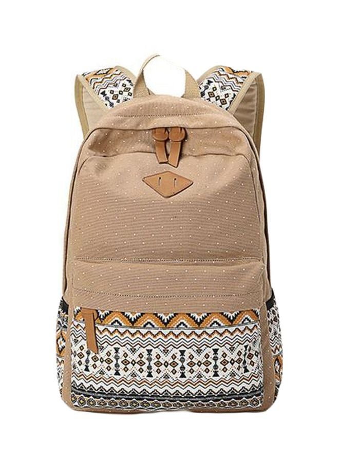 Printed Backpack Beige/White/Black