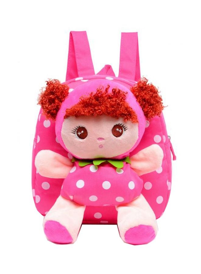 Plush School Backpack Pink/Red/Beige 