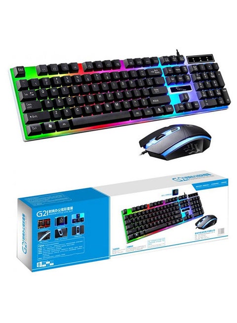 Led Gaming Keyboard With Mouse Set Black
