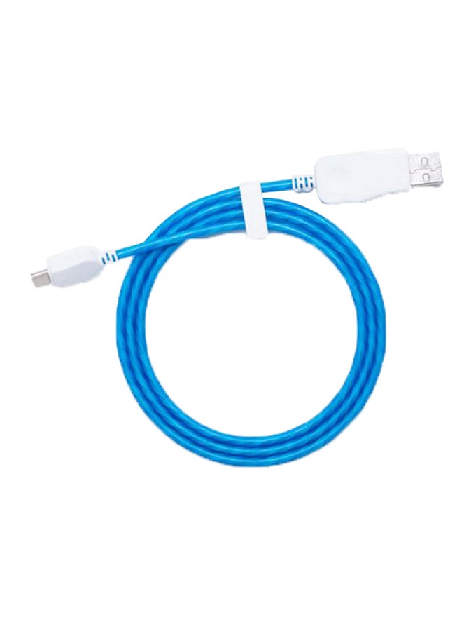 كابل شحن ومزامنة البيانات بمنفذ Micro USB أزرق وأبيض