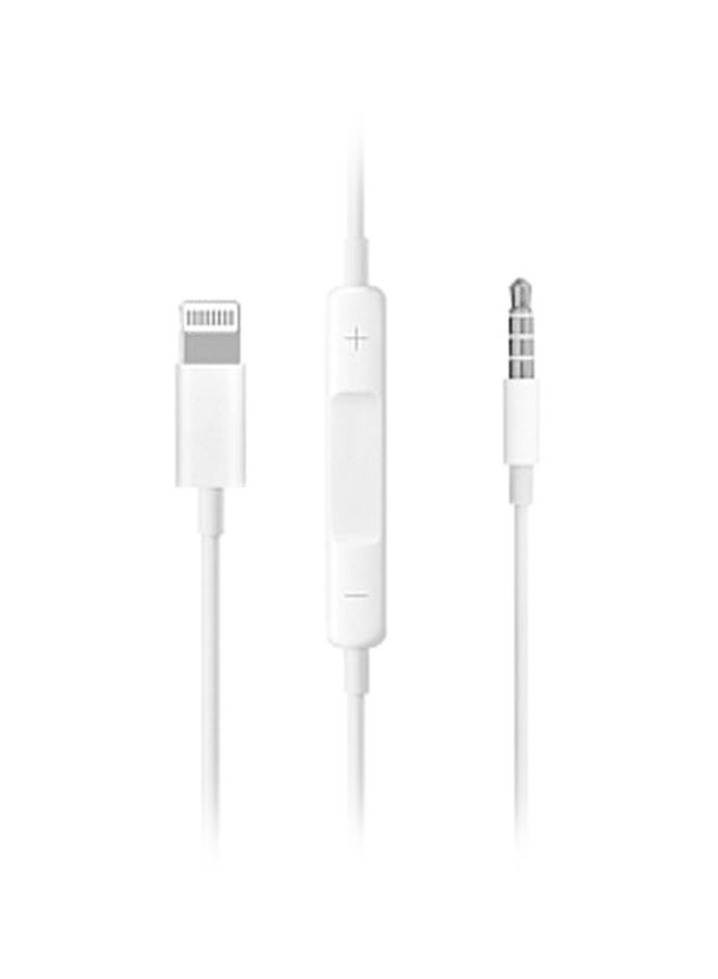 كابل Lightning إلى Aux  مع خاصية تحكم في مستوى الصوت أبيض - Image 1