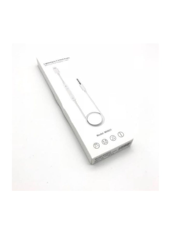 كابل Lightning إلى Aux  مع خاصية تحكم في مستوى الصوت أبيض - Image 2