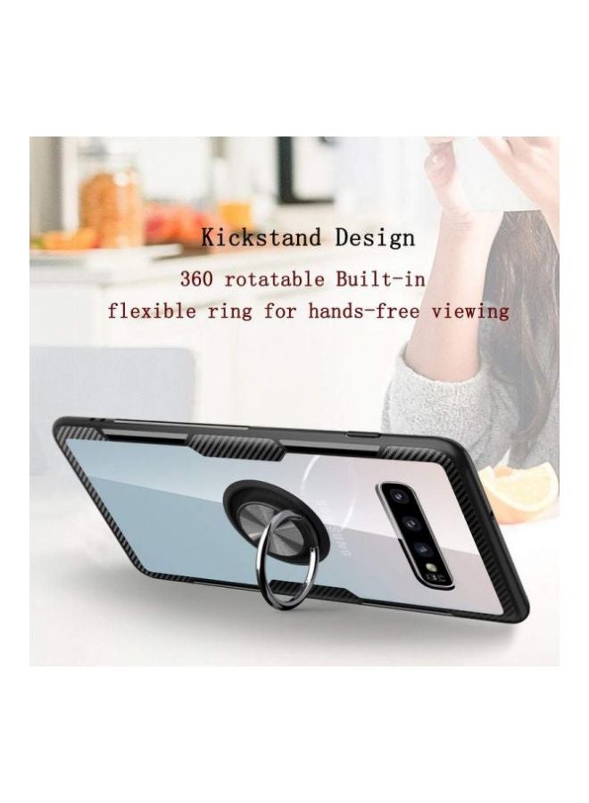 ARMOR - Protective Case Cover With Grip Holder For Samsung Galaxy S10 Plus Clear/Black - Image 1