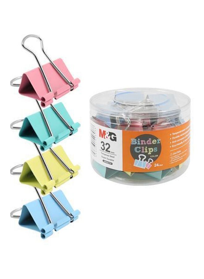 M&G 32-Piece Coloured Binder Clips Pink/Yellow/Blue
